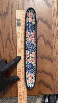 Polish Pottery Long Olive Relish Tray Unikat Floral Hand Made Poland - Thumbnail 5