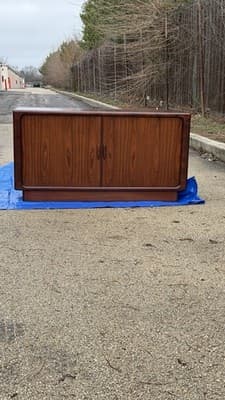 Vintage Dyrlund Danish Rosewood Cabinet Sideboard Tambour Doors - Image 1