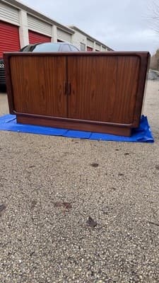 Vintage Dyrlund Danish Rosewood Cabinet Sideboard Tambour Doors - Thumbnail 9