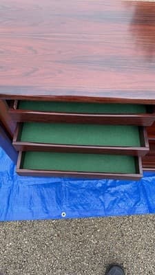 Vintage Dyrlund Danish Rosewood Cabinet Sideboard Tambour Doors - Thumbnail 14