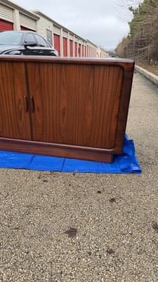 Vintage Dyrlund Danish Rosewood Cabinet Sideboard Tambour Doors - Thumbnail 8