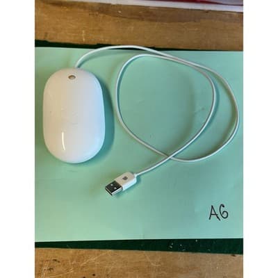 Apple Mighty Mouse A1152 Wired USB Optical Mouse White EMC 2058 Scroll Ball