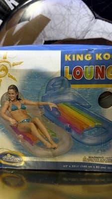 King Kool Lounge Inflatable Pool Float Rainbow Design 63” x 33.5” Boxed