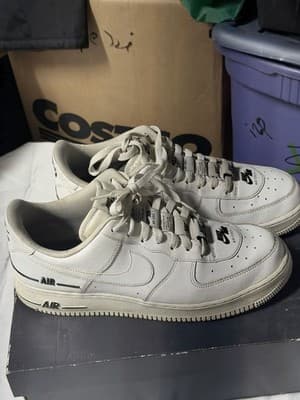 Nike Air Force 1 07 LV8 Double Air White Black Shoes 10.5 - Thumbnail 4