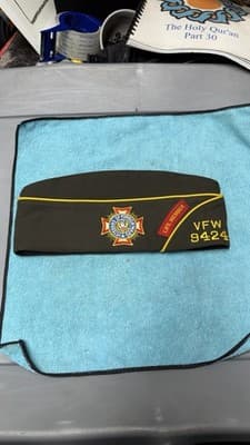 VFW 9424 Life Member Garrison Cap Deerfield Cambridge WI + Korean War Pin