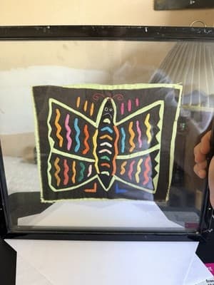 Handmade Framed Mola Textile Art – Set of 2 – Colorful Folk Embroidery - Thumbnail 7