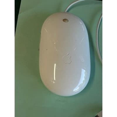 Apple Mighty Mouse A1152 Wired USB Optical Mouse White EMC 2058 Scroll Ball - Thumbnail 2