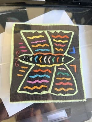Handmade Framed Mola Textile Art – Set of 2 – Colorful Folk Embroidery - Thumbnail 9
