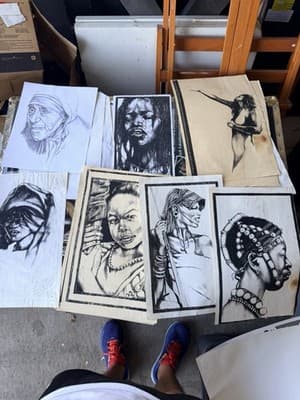 African Portrait Art Prints – Charcoal & Ink Style – Vintage Collection