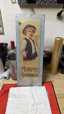 Vintage 1974 Murphy Harmonika Metal Advertising Sign 19х7