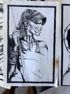 African Portrait Art Prints – Charcoal & Ink Style – Vintage Collection - Thumbnail 4