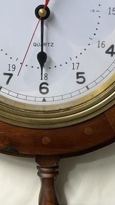 Nautical Ship Wheel Wall Clock Wooden Brass Quartz Ships Time 20” - Thumbnail 5