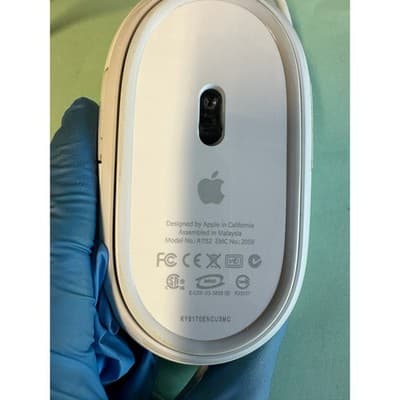 Apple Mighty Mouse A1152 Wired USB Optical Mouse White EMC 2058 Scroll Ball - Thumbnail 4