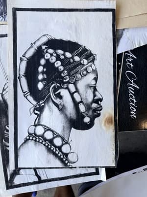 African Portrait Art Prints – Charcoal & Ink Style – Vintage Collection - Thumbnail 3