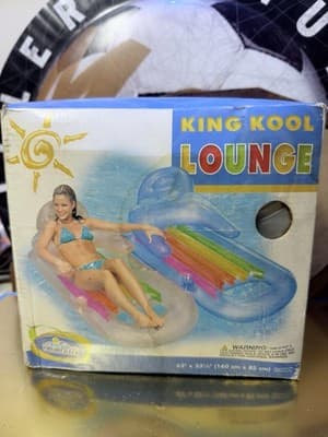King Kool Lounge Inflatable Pool Float Rainbow Design 63” x 33.5” Boxed - Thumbnail 3