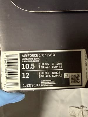 Nike Air Force 1 07 LV8 Double Air White Black Shoes 10.5 - Thumbnail 8