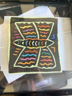 Handmade Framed Mola Textile Art – Set of 2 – Colorful Folk Embroidery - Thumbnail 10