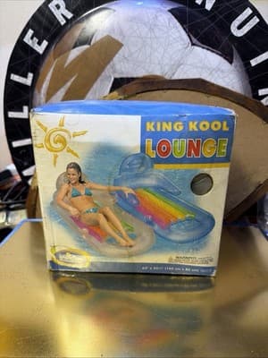 King Kool Lounge Inflatable Pool Float Rainbow Design 63” x 33.5” Boxed - Thumbnail 2