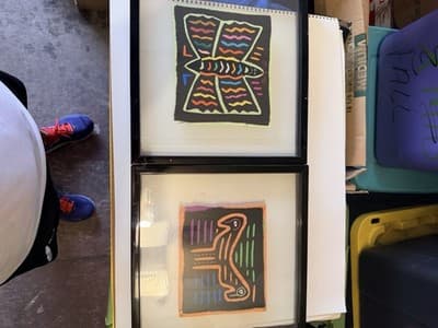 Handmade Framed Mola Textile Art – Set of 2 – Colorful Folk Embroidery - Thumbnail 2