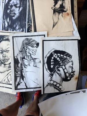 African Portrait Art Prints – Charcoal & Ink Style – Vintage Collection - Thumbnail 2