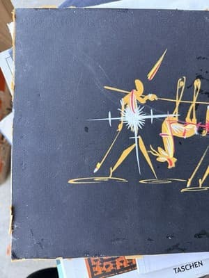 Mid-Century Modern Abstract Painting on Board – Signed “Mel” – African Tribal - Thumbnail 5