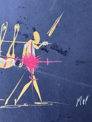 Mid-Century Modern Abstract Painting on Board – Signed “Mel” – African Tribal - Thumbnail 7