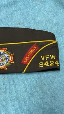 VFW 9424 Life Member Garrison Cap Deerfield Cambridge WI + Korean War Pin - Thumbnail 5