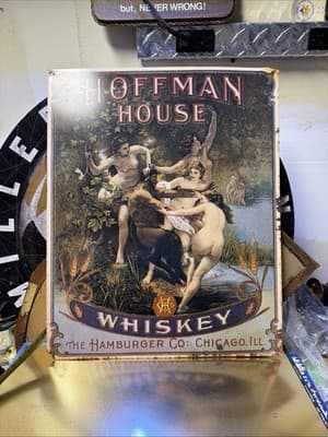 Vintage Hoffman House Whiskey Chicago Metal Sign