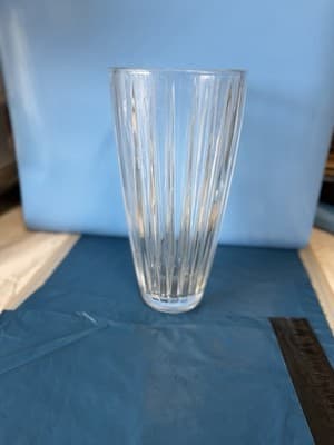 Mikasa Clear Ribbed Glass Vase Tall Fluted Flower Vase 12”