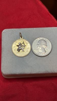 Vintage 14K Gold Sagittarius Zodiac Disc Charm Pendant 5.46g - Thumbnail 10