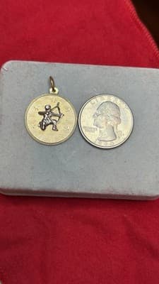 Vintage 14K Gold Sagittarius Zodiac Disc Charm Pendant 5.46g - Thumbnail 8