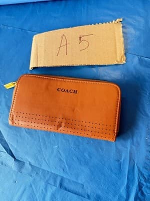 Coach Orange Zip Around Wallet Leather Organizer