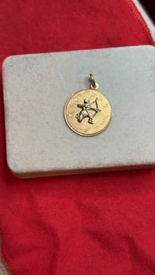 Vintage 14K Gold Sagittarius Zodiac Disc Charm Pendant 5.46g - Thumbnail 17