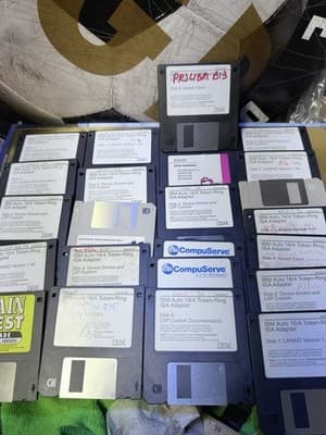 Vintage 3.5” Floppy Disk Lot IBM Token-Ring Novell Client Brain Quest Mixed Set