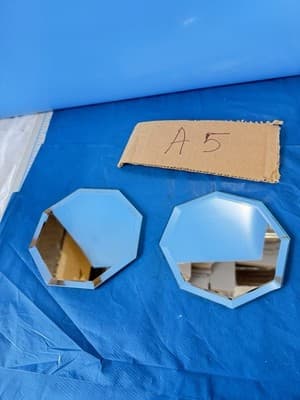 Set of 2 Mirrored Glass Candle Holders 5” Octagon Decorative Trays