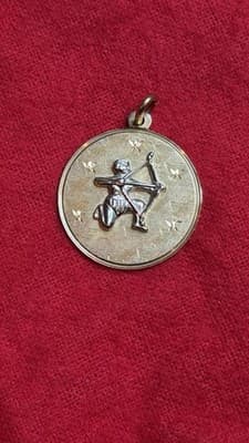 Vintage 14K Gold Sagittarius Zodiac Disc Charm Pendant 5.46g - Thumbnail 19