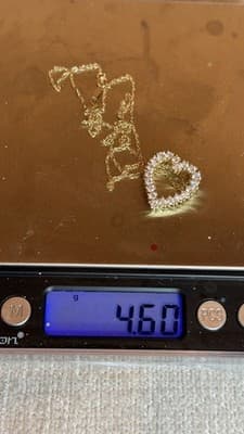 Vintage 1/20 14K GF Heart Pendant Necklace Clear Stones 18” - Thumbnail 13