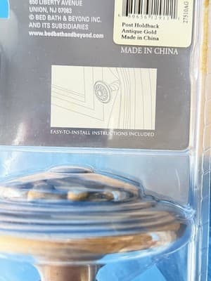 Palais Royale Valencia Curtain Holdback Pair Antique Gold New - Thumbnail 6