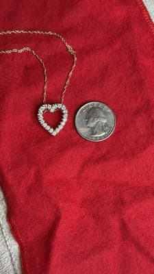 Vintage 1/20 14K GF Heart Pendant Necklace Clear Stones 18” - Thumbnail 16