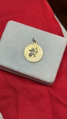Vintage 14K Gold Sagittarius Zodiac Disc Charm Pendant 5.46g - Thumbnail 13