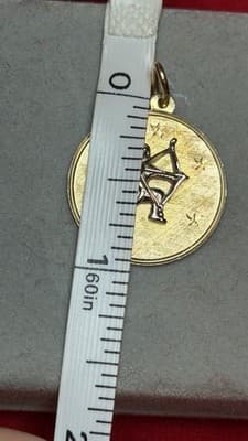 Vintage 14K Gold Sagittarius Zodiac Disc Charm Pendant 5.46g - Thumbnail 6