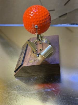 Vintage BGA Water Ball Golf Trophy Desk Display Wood Base Orange Ball - Thumbnail 5