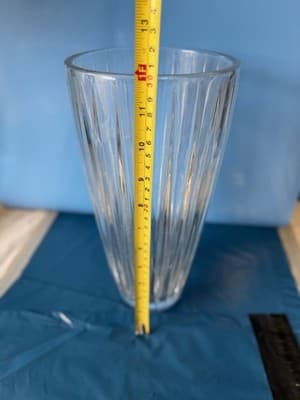 Mikasa Clear Ribbed Glass Vase Tall Fluted Flower Vase 12” - Thumbnail 4