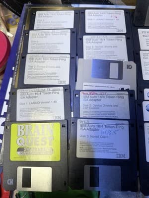 Vintage 3.5” Floppy Disk Lot IBM Token-Ring Novell Client Brain Quest Mixed Set - Thumbnail 2