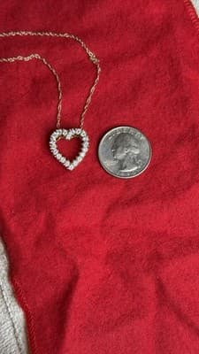 Vintage 1/20 14K GF Heart Pendant Necklace Clear Stones 18” - Thumbnail 17