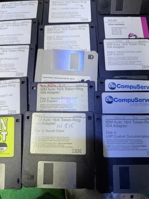 Vintage 3.5” Floppy Disk Lot IBM Token-Ring Novell Client Brain Quest Mixed Set - Thumbnail 3