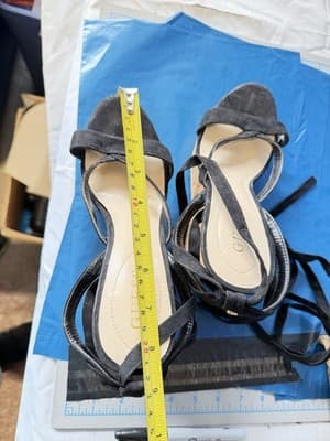 Guess Black Suede Lace Up Cork Heel Sandals Women’s Size 8 - Thumbnail 5
