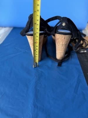 Guess Black Suede Lace Up Cork Heel Sandals Women’s Size 8 - Thumbnail 3