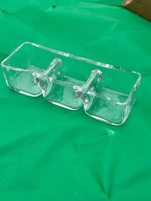 Glass Divided Serving Dish 3 Section Relish Tray Clear Appetizer Candy Tray