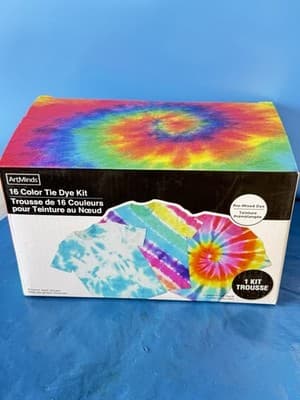 ArtMinds 16 Color Tie Dye Kit Pre Mixed Fabric Dye Set Gloves Bands Cloth